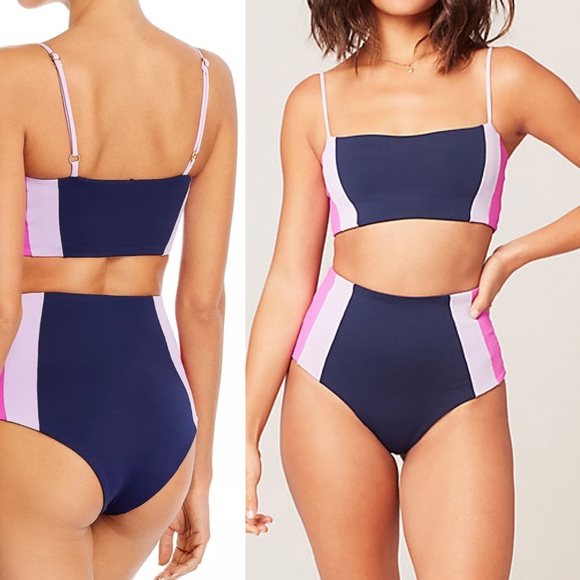 L*SPACE Rebel Heart Colorblocked Bikini Top NWT M - Picture 2 of 4